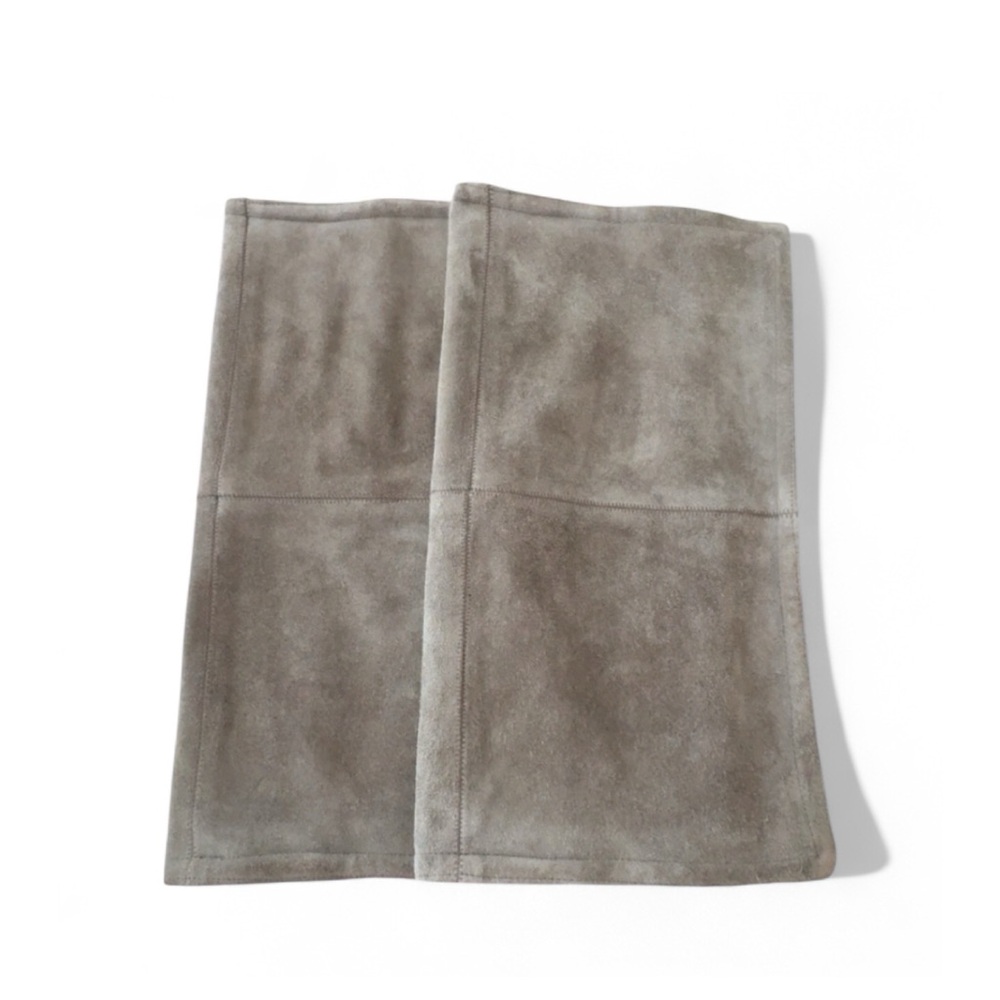2 Pottery Barn suede Taupe Accent Pillow cases